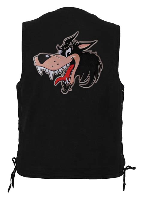 Cartoon Style Mean Wolf Embroidered Biker Patch Leather Supreme