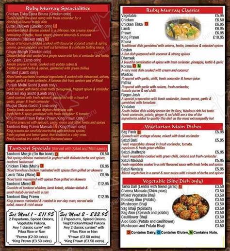 Menu At Ruby Murray Takeaway Fast Food Edinburgh