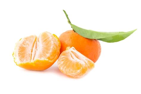 Premium Photo Orange Mandarins With Green Leaves Isolated On White