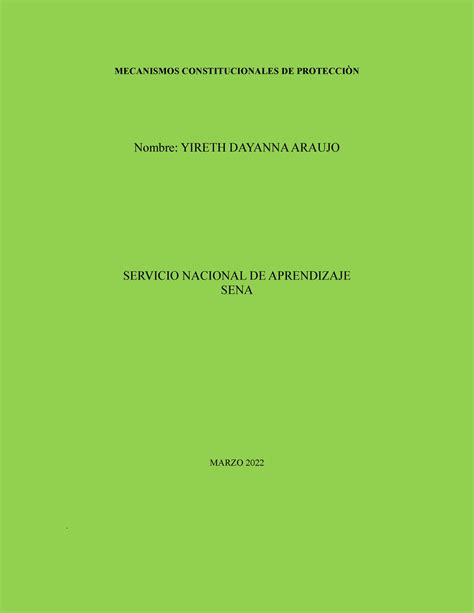 Mecanismos Constitucionales De Protecci N Tecnologo En Gestion