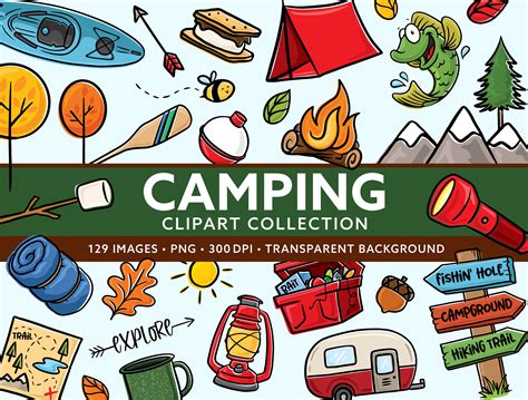 Camping Clipart Set Cute Summer Camp Clip Art Campground Clipart Summer