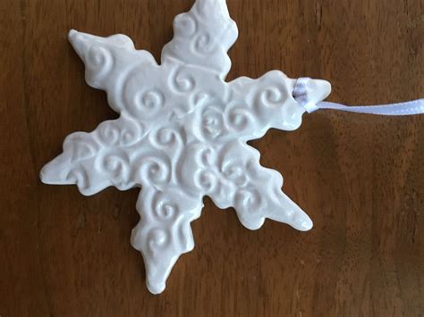 On Sale White Ceramic Snowflake Ornament 600 Usd Christmas