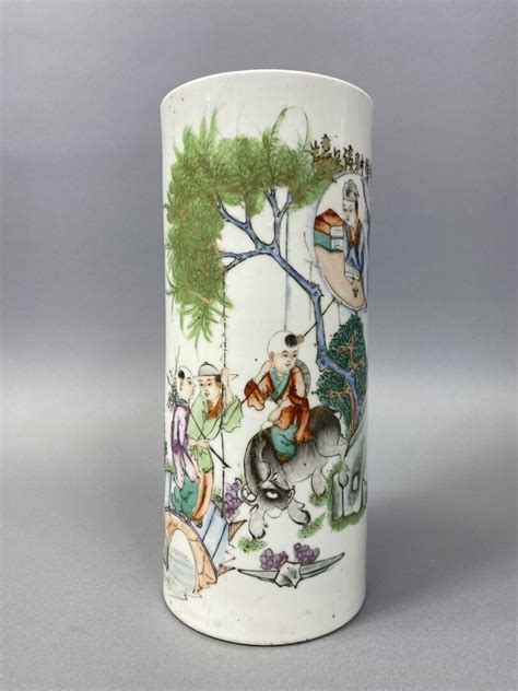 Chine Vase Rouleau En Porcelaine Maill E Polychrome D Cor D