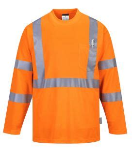 T Shirt Hi Vis Manches Longues Avec Poche De Travail Orange Portwest