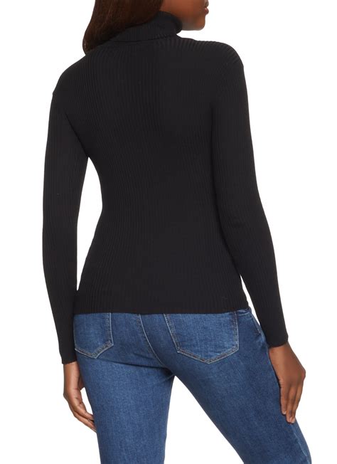 Ribbed Knit Long Sleeve Turtleneck Top