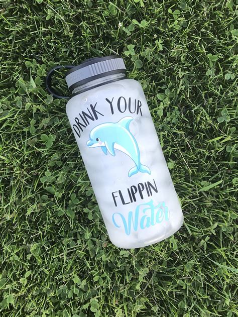 Motivational Water Bottle Dolphin Drink Your Flippin Water | Etsy