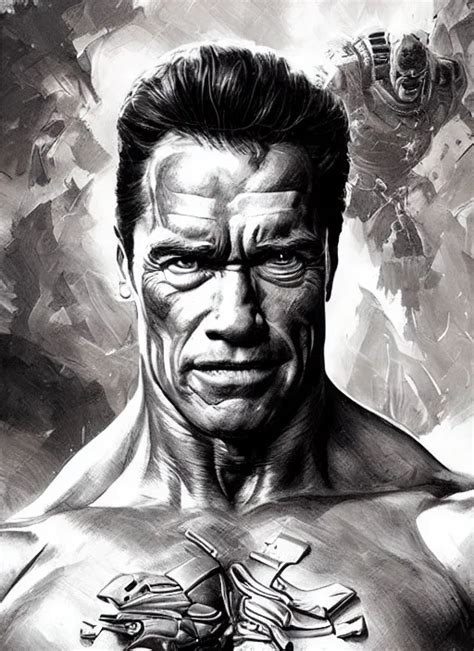 Portrait Arnold Schwarzenegger Marvel Comics Dark Stable Diffusion