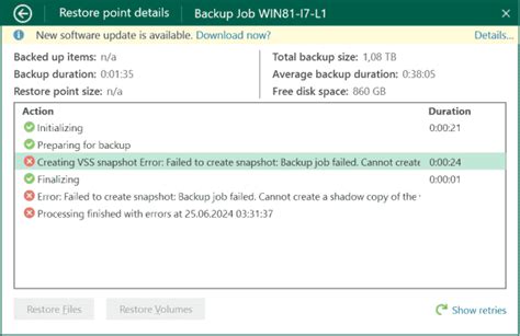 Veeam Agent For Windows Backup Job Failed With VSS Error 0x80042306