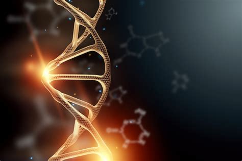 Creative Background Dna Structure Golden Dna Molecule On Gray