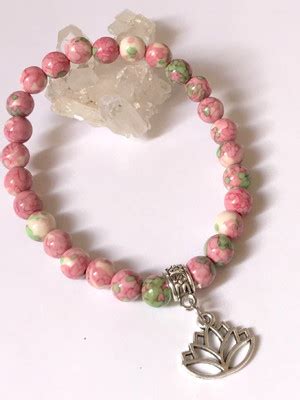 Pulseira Japamala Contas Quartzo Rosa E Flor De Lotus Elo