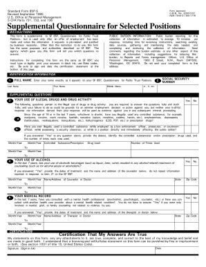 Fillable Online Supplemental Questionnaire For Selected Positions