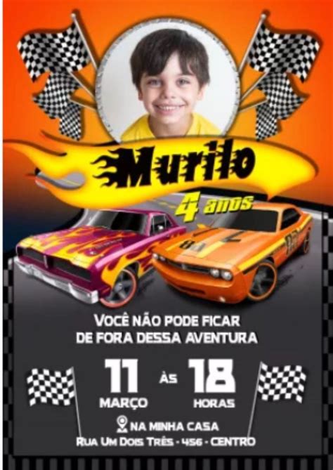 Convite de aniversário hot wheels para editar Aniversário hot wheels Convite de aniversário