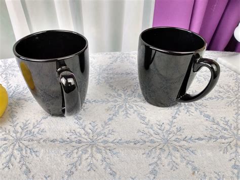 Vintage Corelle Black Stoneware 10 Oz. Mugs Set of 2 Ceramic Corelle ...