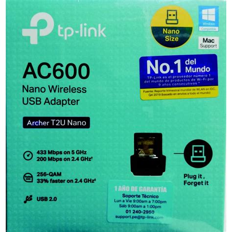 Adaptador Inalambrico Tplink Ac600 Nano Wireless Usb Archer T2u Nano Tp Link