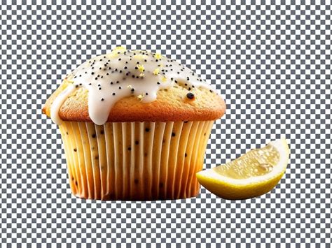 Premium Psd Freshly Baked Lemon Poppy Seeds Muffin Isolated On