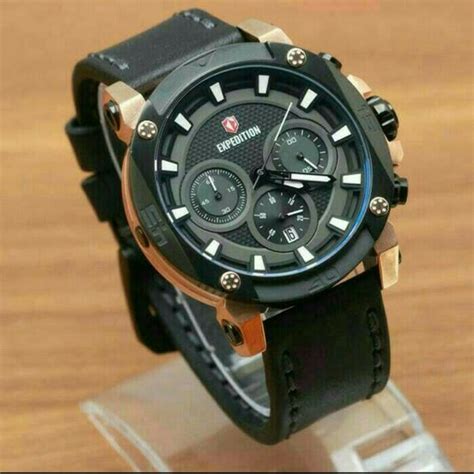 Jual Jam Tangan Pria Original Expedition E 6606 MC Black Rosegold Black