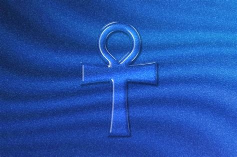 Premium Photo Ankh Symbol Key Of Life Sign Blue Glitter Background