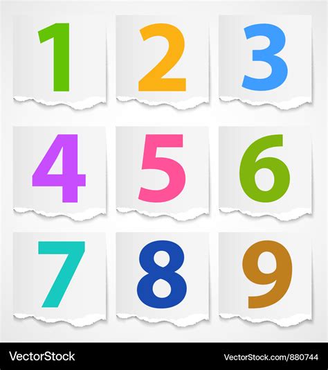 Colorful Torn Papers Numbers Royalty Free Vector Image