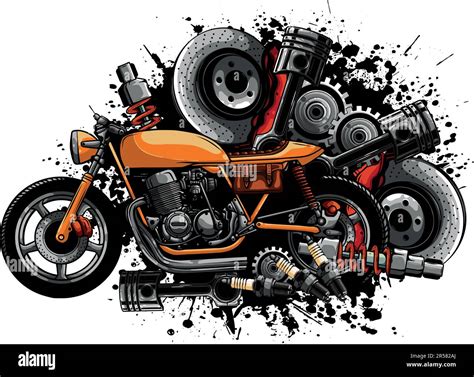 Vector Illustration Of Motorbike With Spares Design Stock Vector Image