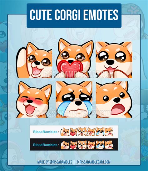 Cute Corgi Twitch Emotes Package | Rissa Rambles - Custom Twitch Emotes ...