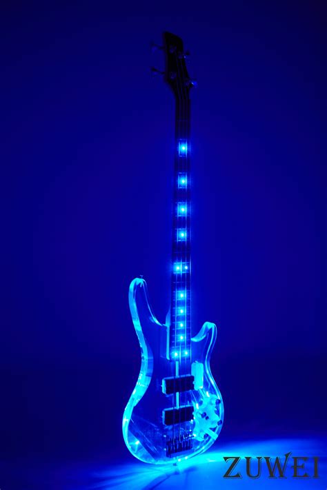 Top Quality 4 Strings Electric Bass Guitar Led Light Flash Style Acrylic Body On Sale