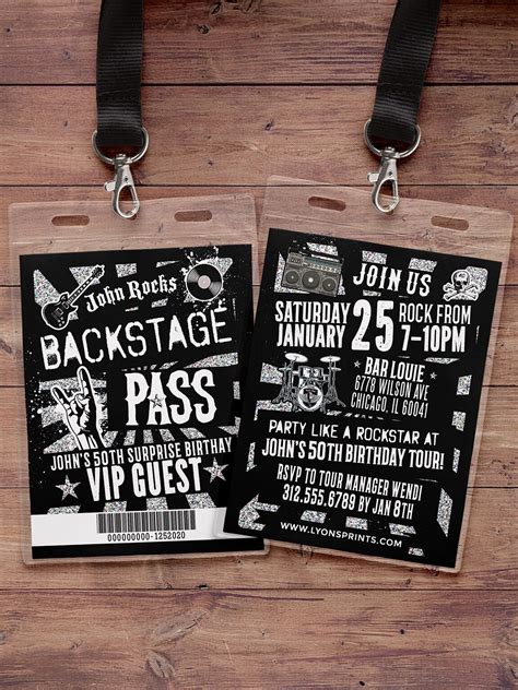 Vip Pass Invite Design Rock Star Backstage Pass Vip Invitation