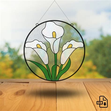 Calla Lily Stained Glass Pattern • Lily Flower Suncatcher Pattern Stained Glass Flowers