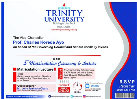 Fifth Matriculation Trinity University Website