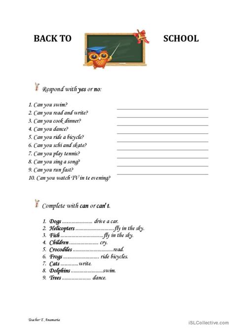 Verb Can Positive And Negative Form English Esl Worksheets Pdf Doc