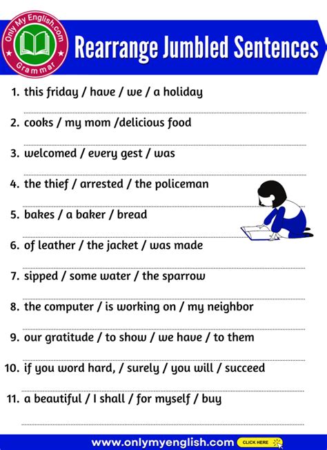 20 Rearrange Jumbled Sentences With Answers