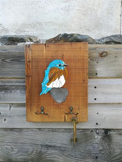 Wooden Key Range Mosaic Bird Wall Key Door Hugues Etsy Mosaic