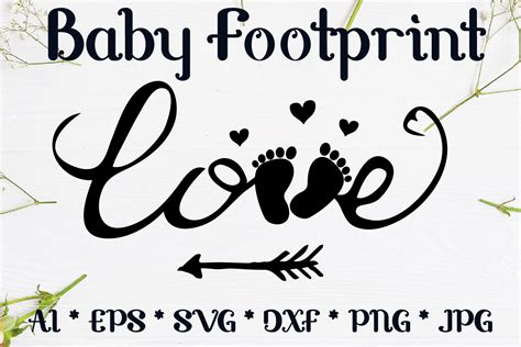 Baby Footprint Love And Hearts Svg Graphic By Sombrecanari Creative