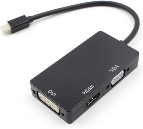 Mini Displayport Naar Hdmi Dvi En Vga Adapter Zwart Meter