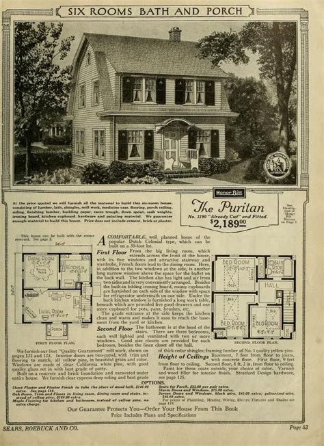 Sears Honor Bilt Modern Home 1923 The Puritan Vintage House Plans Old House