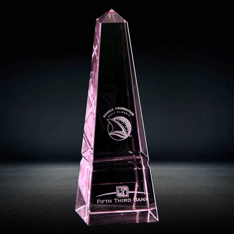 Pink Crystal Obelisk Award Obelisk Shaped Crystal Tower Award