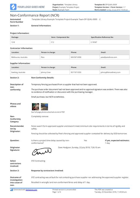 Non Conformance Report Example Heres What Your Ncr Should Look Like