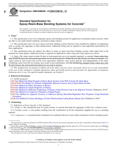 Astm C881c881m 15 Standard Specification For Epoxy Resin Base