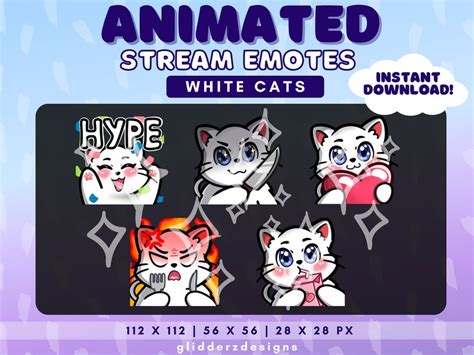 Cat Animated Emotes Twitch White Cat Twitch Animated Emote Etsy