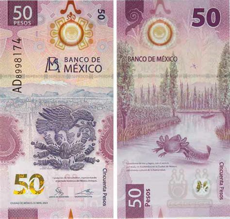 Mexico 50 Pesos 2021 Polymer P New Unc