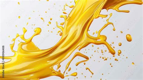 Isolated Modern Of Yellow Oil Splash Realistic D Beer Swirl On