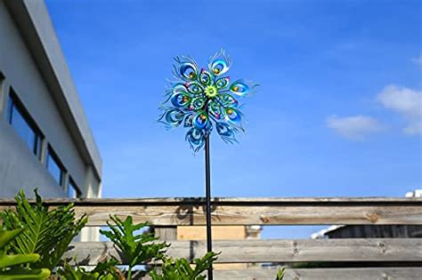 Roaming Light Peacock Wind Spinner 48Inch Double Wind Sculpture