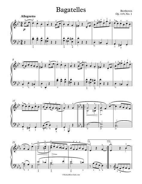 Free Piano Sheet Music Bagatelle Op No Beethoven Piano