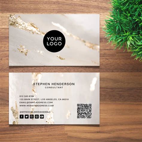 Modern Gold Foil Logo Social Media Qr Code Business Card Zazzle