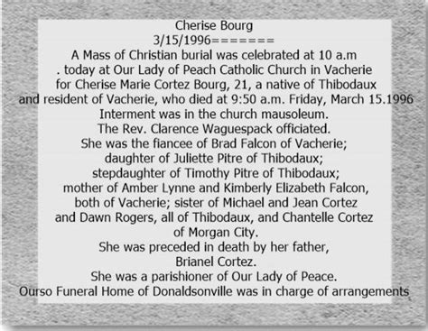 Cherise Marie Cortez Bourg 1974 1996 Find A Grave Memorial