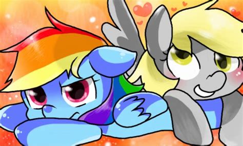 Safe Artist Miki Derpy Hooves Rainbow Dash Pegasus