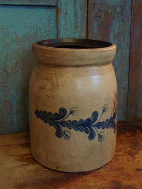 Old Cobalt Decorated Crock Stoneware Crocks Antique Crocks Vintage