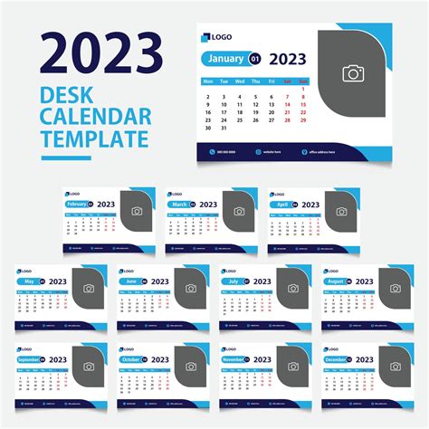 Monthly desk calendar design 2023 template 14910953 Vector Art at Vecteezy