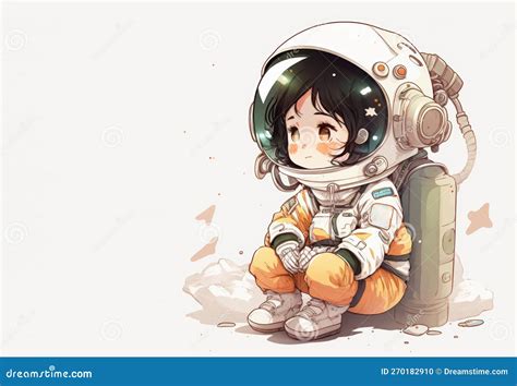 Astronaut Girl Waiting For Some One Ai Generated Stock Illustration