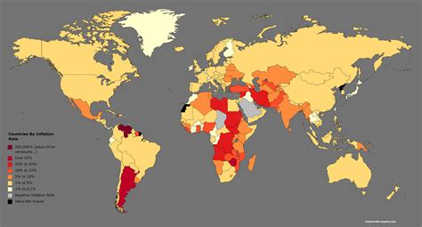 Countries by inflation rate. Source: Wikipedia's list of countries by ...