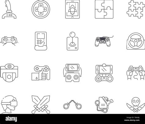 Gaming Equipment Line Icons Signs Vector Set Outline Illustration